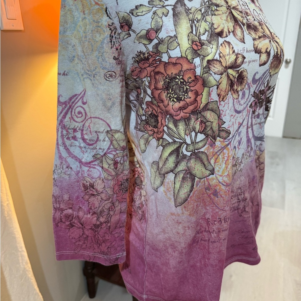 Christopher & Banks Pink Floral Long Sleeve Top - Picture 3 of 7